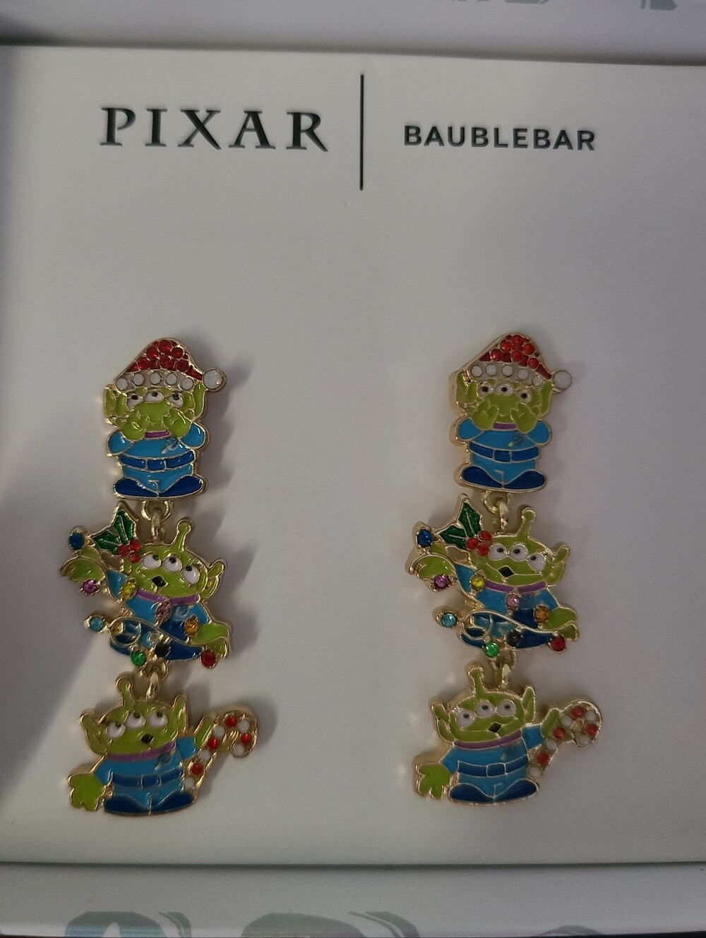 Baublebar Pixar Disney Toy Story Christmas Candy Cane Alien Earrings NIB